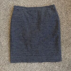 Cynthia Rowley Navy White Textured Cotton Pencil Skirt Size 10 Professional Work